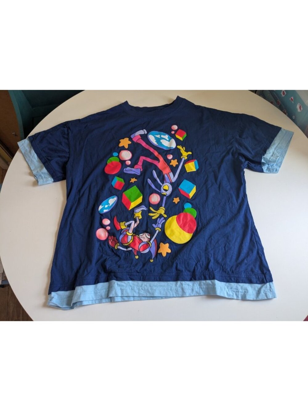 Amazing Digital Circus Jax & Pomni Sz XL Layered T-Shirt TADC Hot Topic Blue EUC